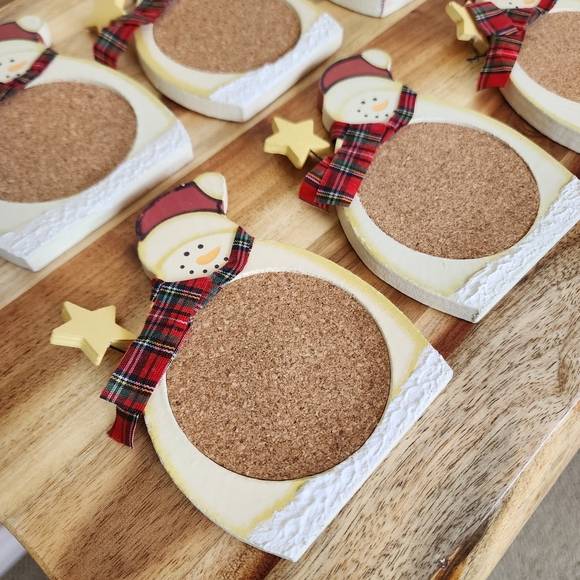 Set of 6 Christmas Snowman Coaster Set with Decorative Holder - Picture 10 of 12